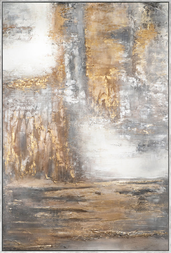 The painting "Shadows and Shine" is an abstraction with deep vertical dynamics