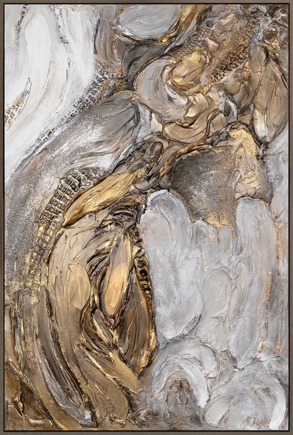 The painting "Flow of Elements" is an abstraction with deep vertical dynamics