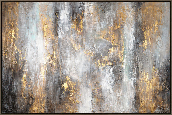 The painting "Light Among the Shadows" is an abstraction with deep vertical dynamics