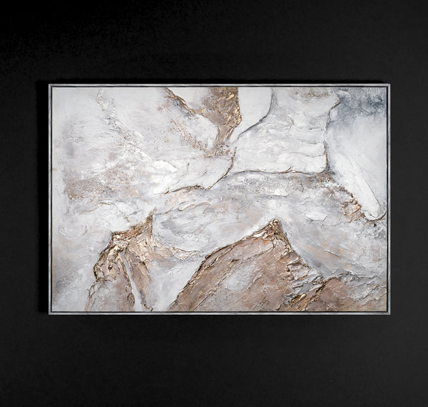 The painting "Stone Silence" is an abstraction with smooth topographic plasticity