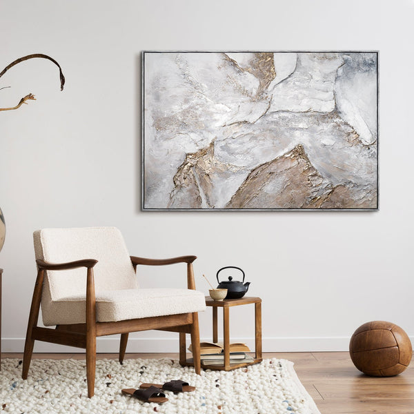The painting "Stone Silence" is an abstraction with smooth topographic plasticity