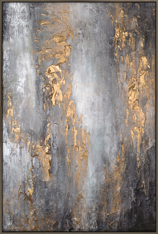 The painting "Golden Sprouting" is an abstraction with deep vertical dynamics