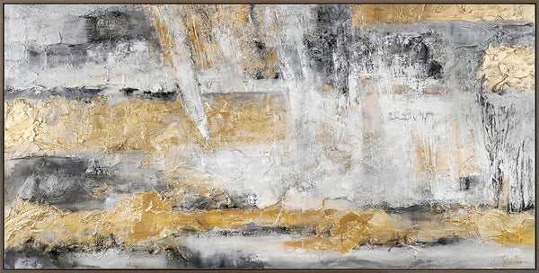 The painting "Gold of Stone" is a textured abstraction with a mineral character.