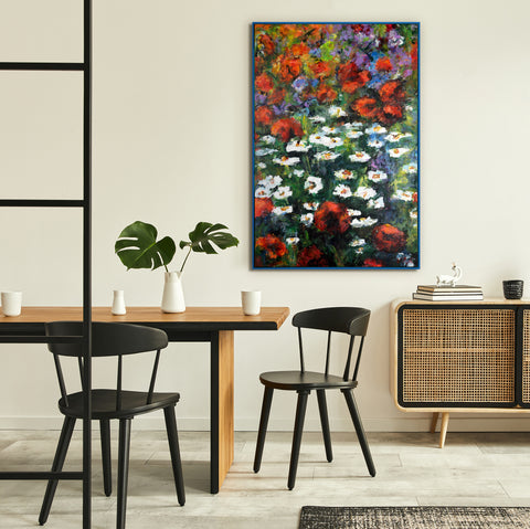 abstract flower painting for dining room