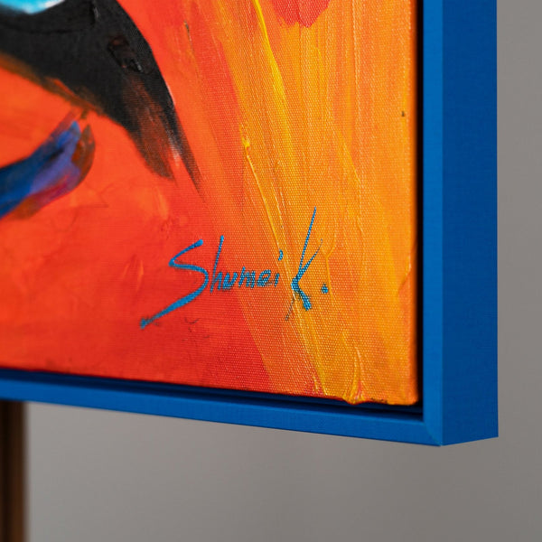The painting "Emotional Shadow" is an abstract portrait in a bright palette of expression