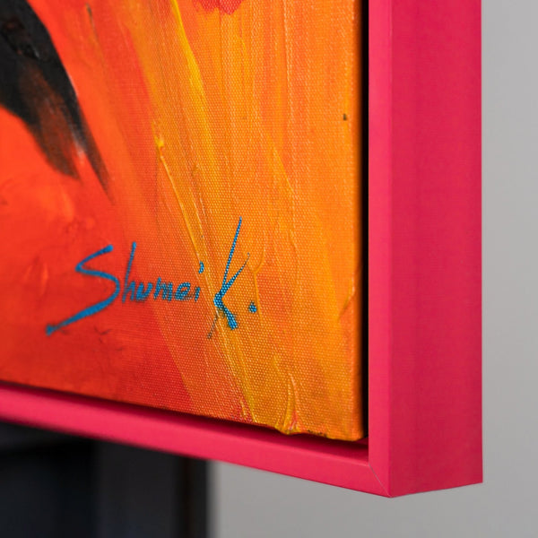 The painting "Emotional Shadow" is an abstract portrait in a bright palette of expression