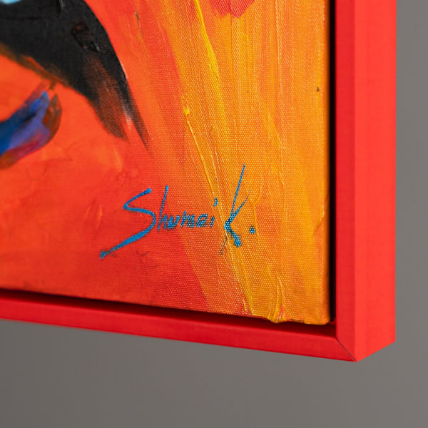 The painting "Emotional Shadow" is an abstract portrait in a bright palette of expression