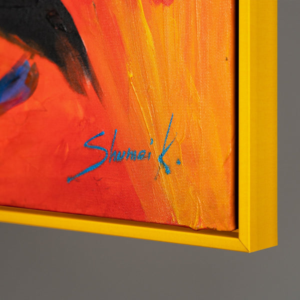 The painting "Emotional Shadow" is an abstract portrait in a bright palette of expression
