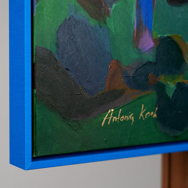 The painting "Taste of the Sun" is a figurative abstraction in a bright summer palette