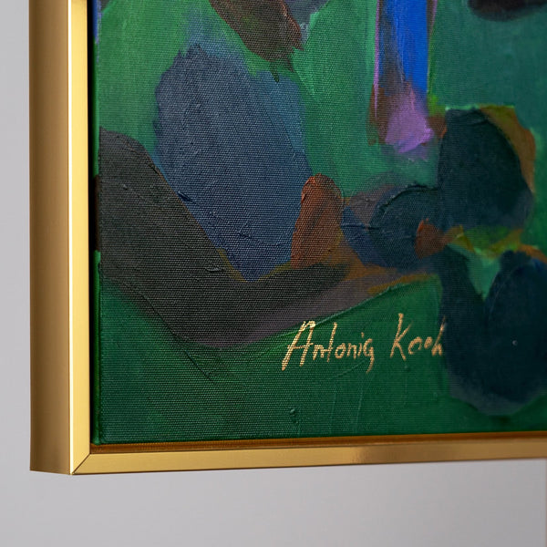 The painting "Taste of the Sun" is a figurative abstraction in a bright summer palette