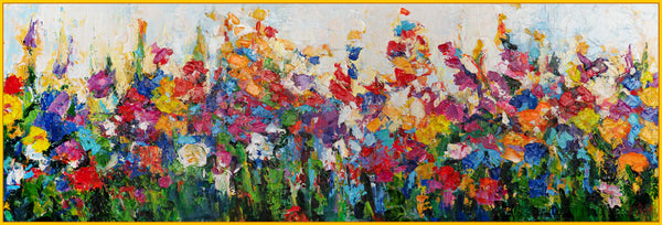 The painting "Flower Noise" is an abstract floristry in a colorful palette