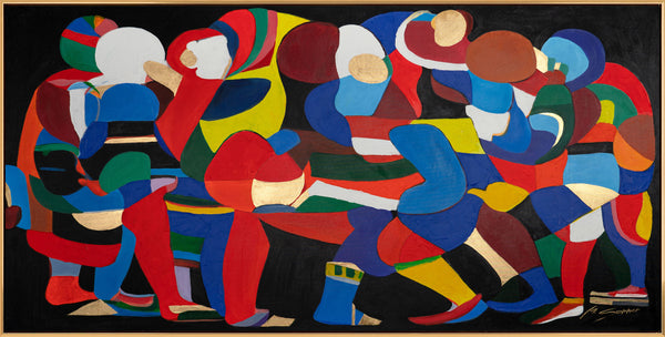The painting "Movement of Colors" is an abstract figurative composition in the Art Nouveau style.