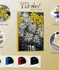 Infographic of art painting Snow white chamomile