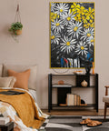 big painting with chamomile bathroom wall art