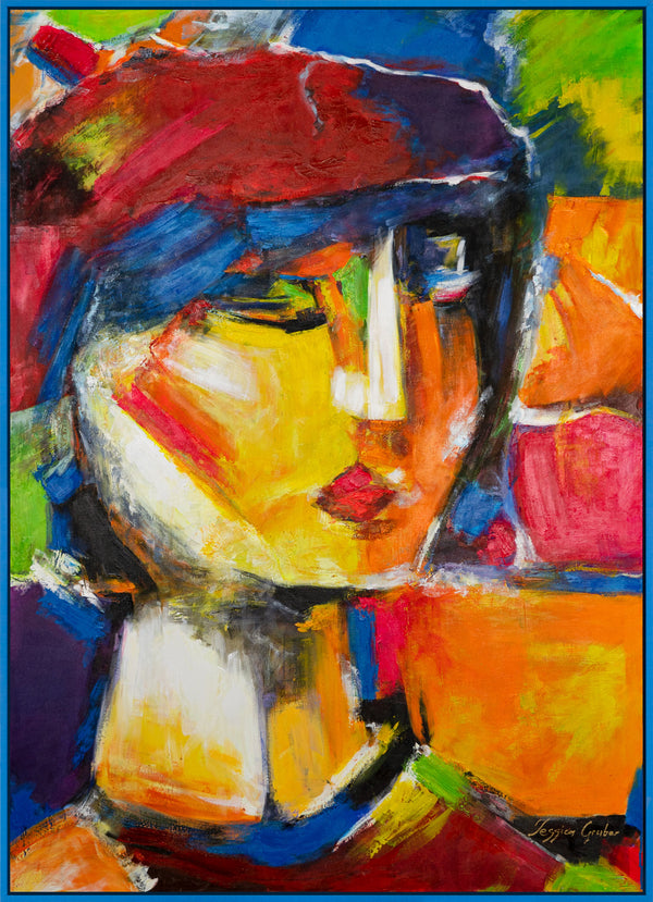 The painting "A View in Color" is an abstract portrait in the Art Nouveau style
