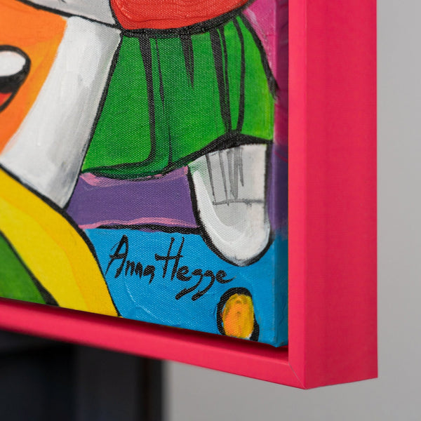 The painting "Fantasy World" is a modern abstraction in the style of pop art