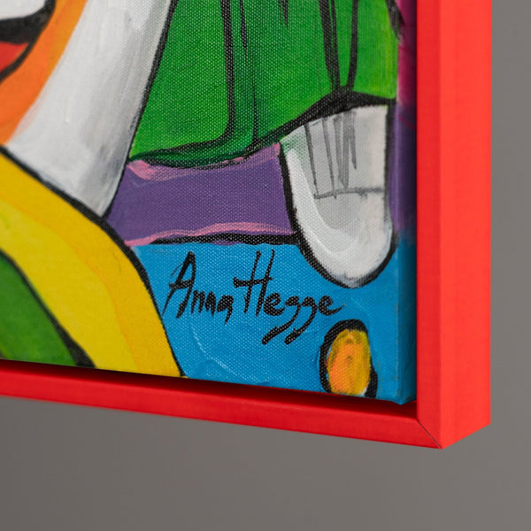 The painting "Fantasy World" is a modern abstraction in the style of pop art