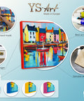 Infographic of art painting Bright harbor