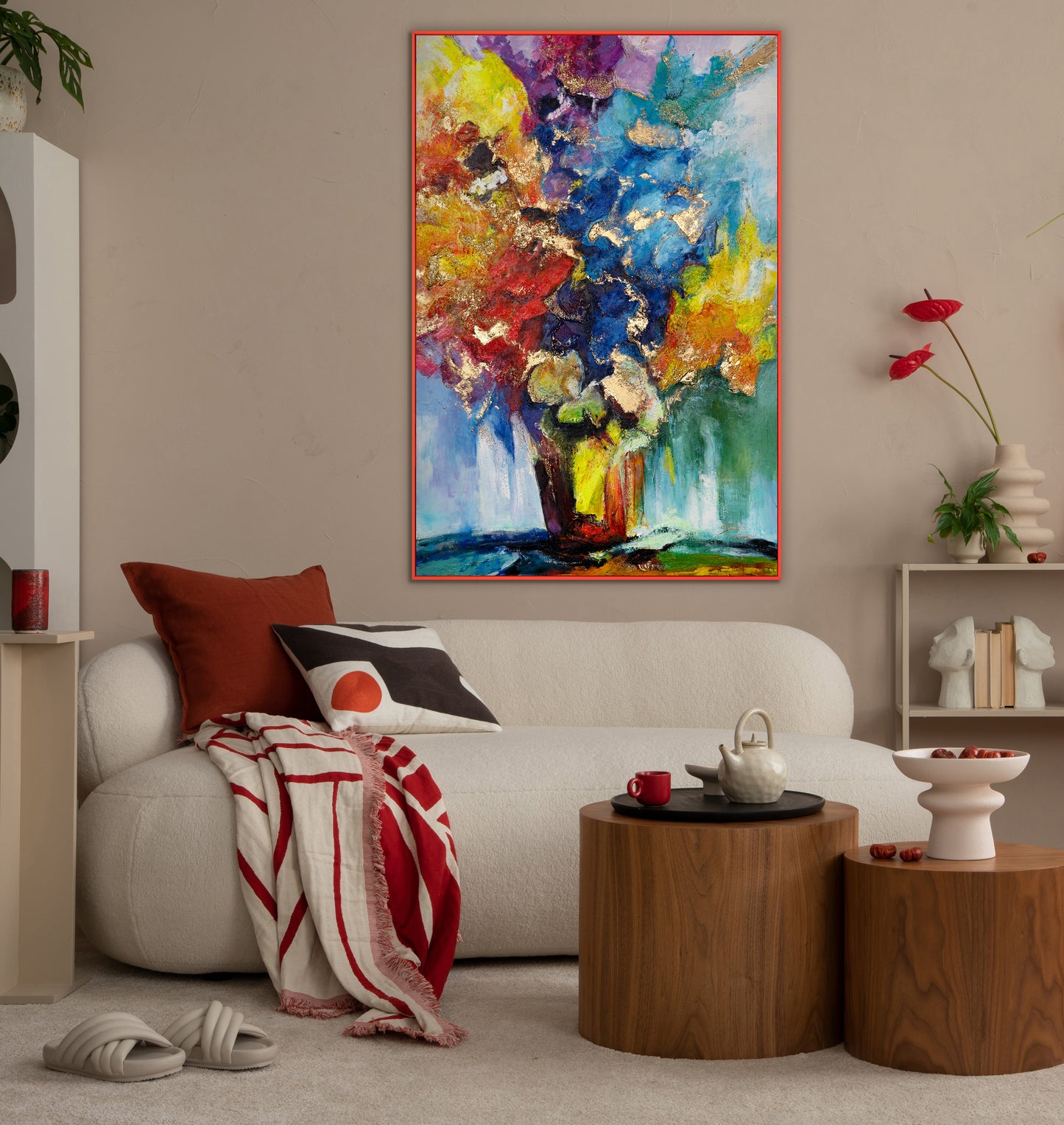 vertical flower paintings abstract canvas wall art