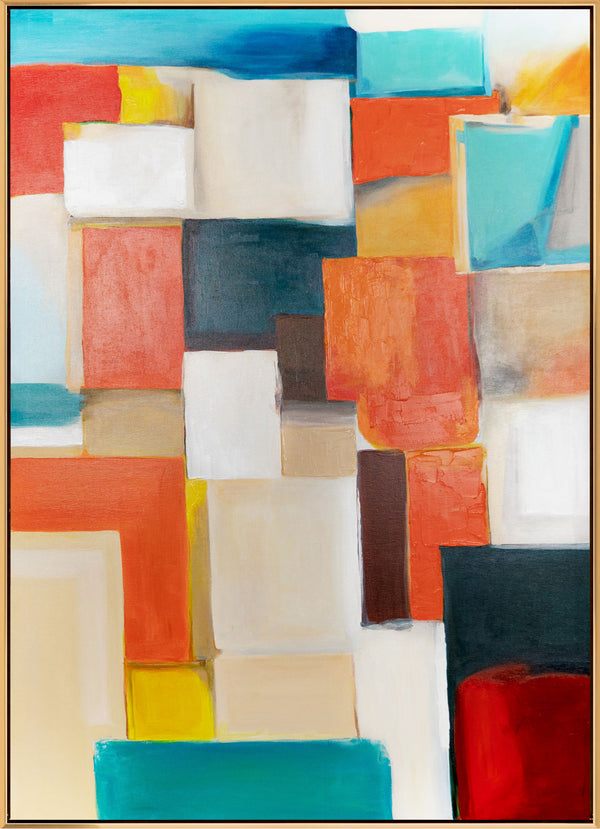 The painting "Color Structure" is a geometric abstraction with a mosaic rhythm