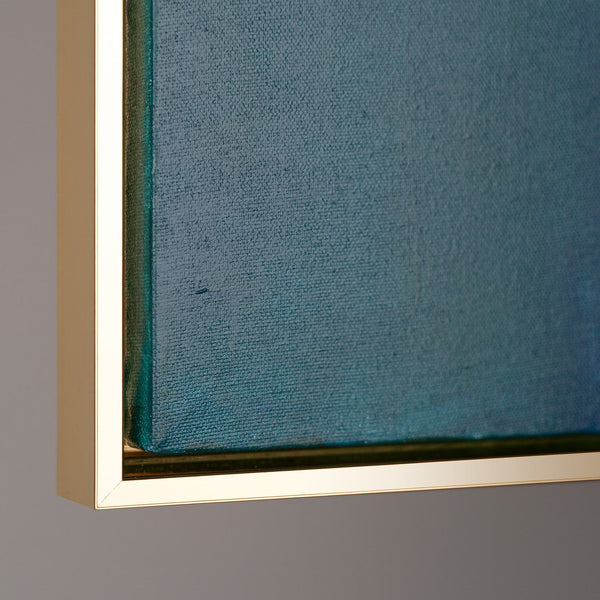 The painting "Urban Rhythm" is a geometric abstraction in a bright palette