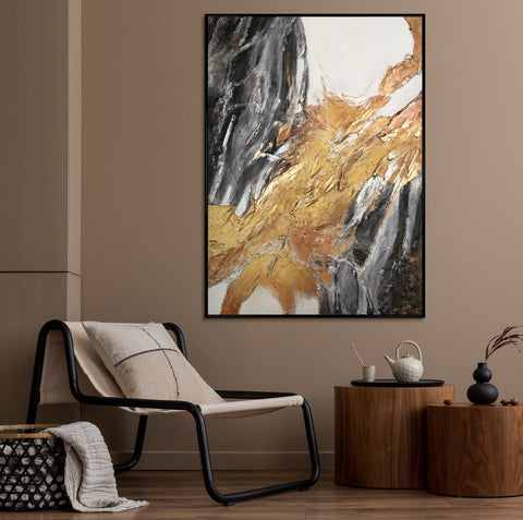 Abstract painting on canvas "Golden Symphony"