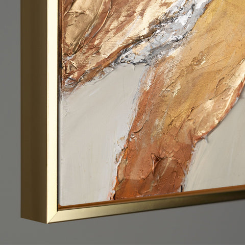 Framed abstract painting on canvas for modern interior decor "Golden Symphony"