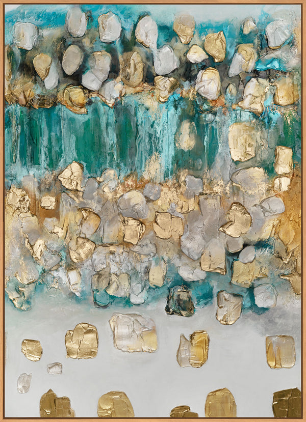 The painting "Gold of Water" is an abstraction with shimmer and depth of color