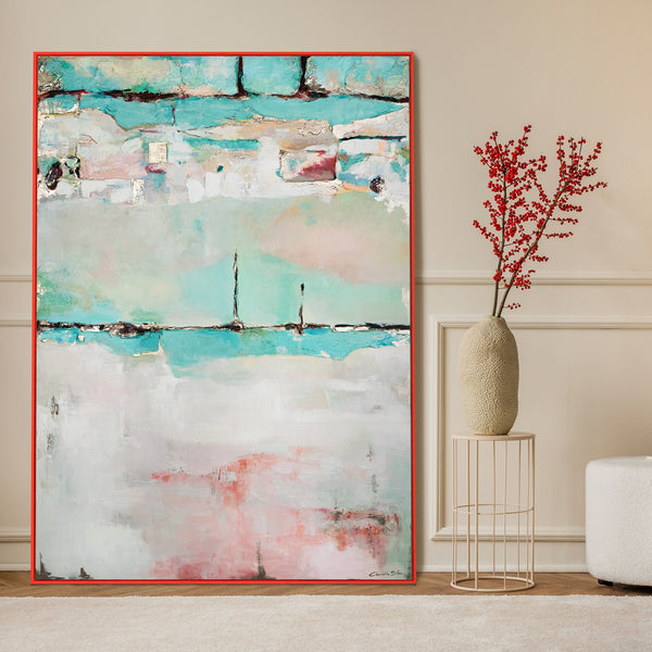 The painting "Silence of the Horizon" is an abstract harmony in a pastel palette
