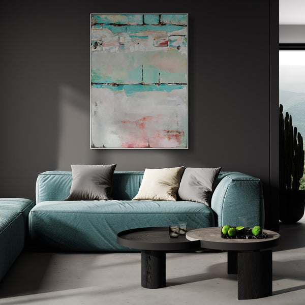 The painting "Silence of the Horizon" is an abstract harmony in a pastel palette