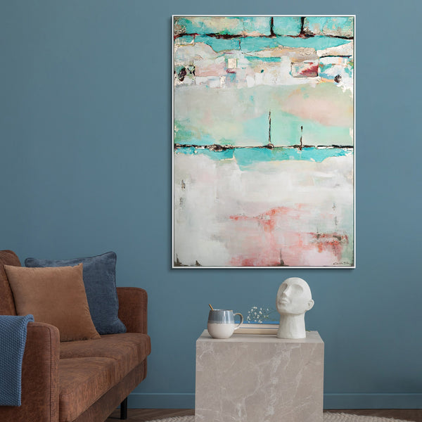 The painting "Silence of the Horizon" is an abstract harmony in a pastel palette