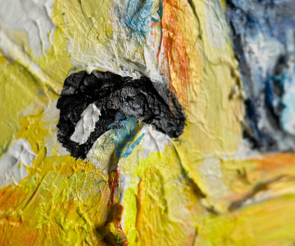 The painting "The Look of Power" is an expressive portrait of a predator in the dynamics of color