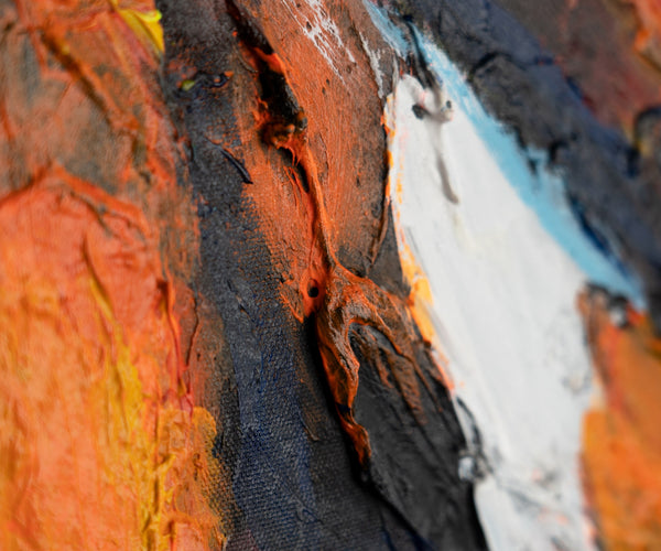 The painting "The Look of Power" is an expressive portrait of a predator in the dynamics of color