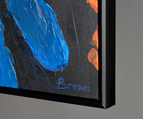 The painting "The Look of Power" is an expressive portrait of a predator in the dynamics of color