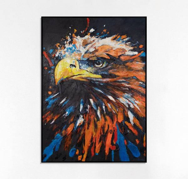 The painting "The Look of Power" is an expressive portrait of a predator in the dynamics of color
