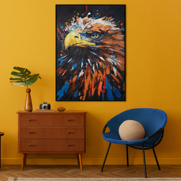 The painting "The Look of Power" is an expressive portrait of a predator in the dynamics of color