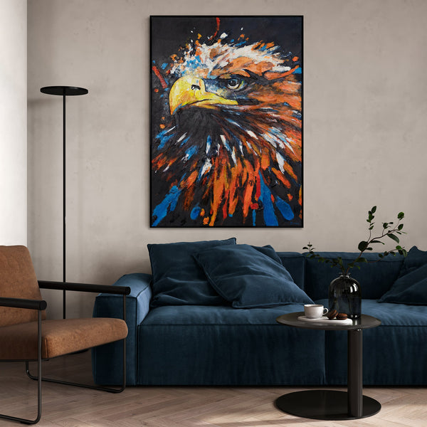 The painting "The Look of Power" is an expressive portrait of a predator in the dynamics of color