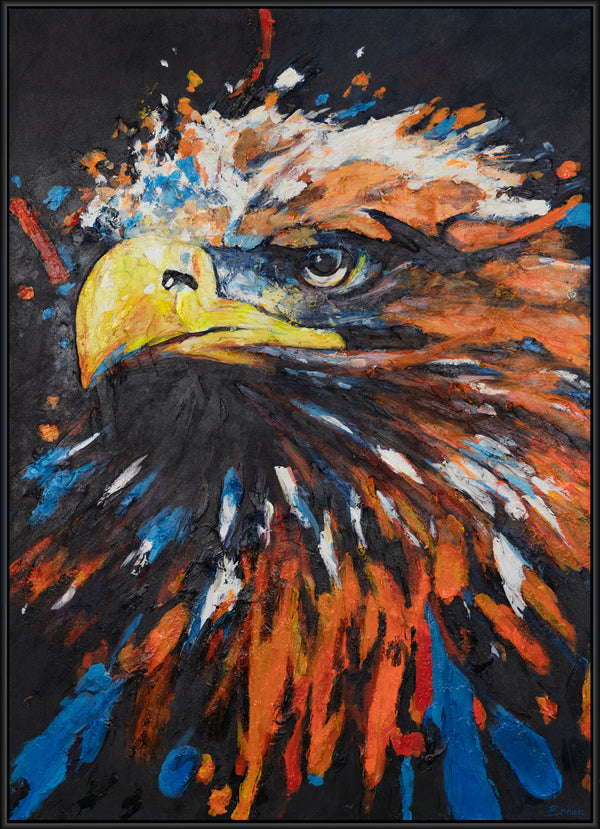 The painting "The Look of Power" is an expressive portrait of a predator in the dynamics of color