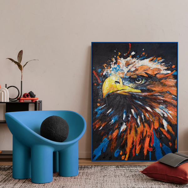 The painting "The Look of Power" is an expressive portrait of a predator in the dynamics of color