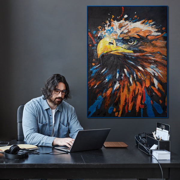 The painting "The Look of Power" is an expressive portrait of a predator in the dynamics of color
