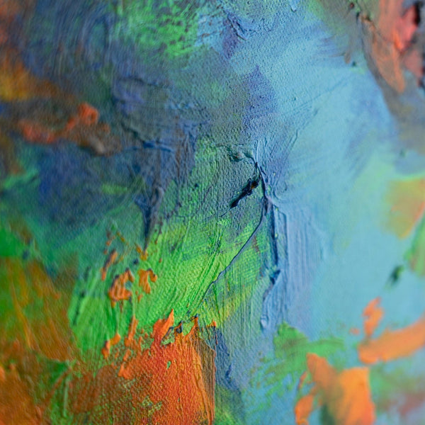 The painting "Dance of Fire" is an expressive ballet scene in a fiery palette