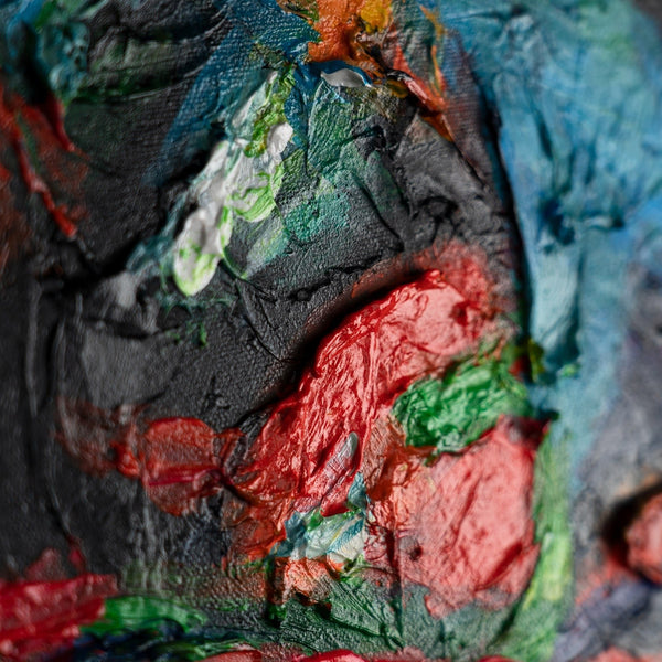 The painting "Rapid Moment" is an emotional abstraction of dynamics and power