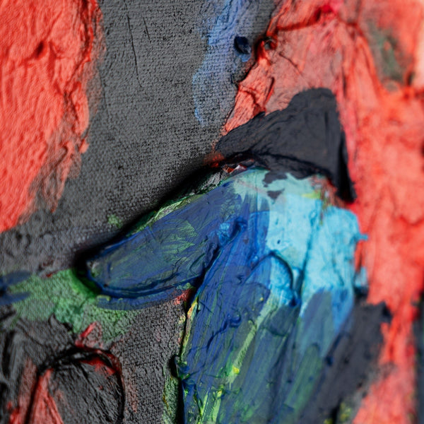 The painting "Rapid Moment" is an emotional abstraction of dynamics and power
