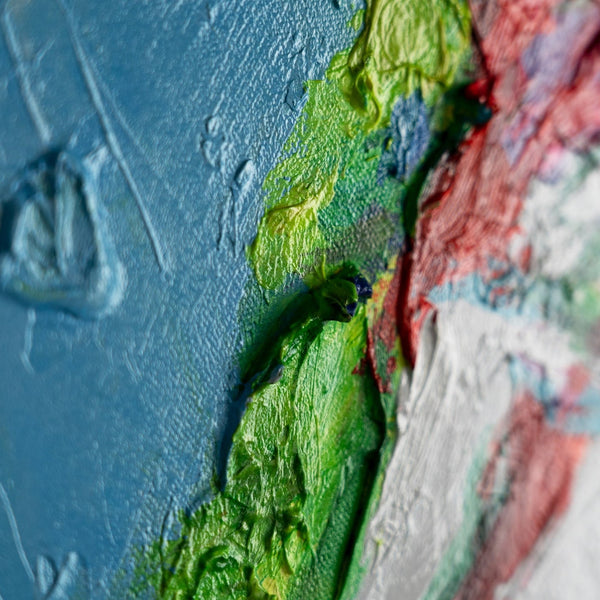 The painting "Rapid Moment" is an emotional abstraction of dynamics and power