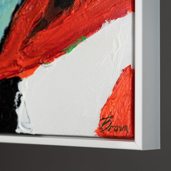 The painting "Rapid Moment" is an emotional abstraction of dynamics and power