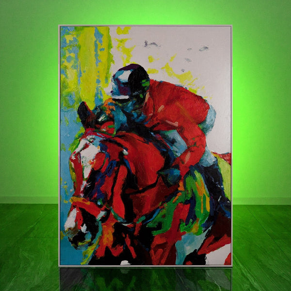 The painting "Rapid Moment" is an emotional abstraction of dynamics and power