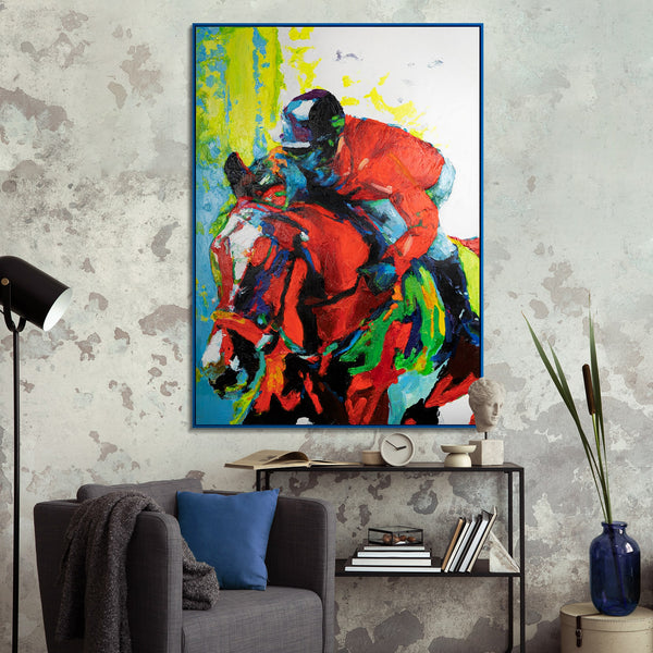 The painting "Rapid Moment" is an emotional abstraction of dynamics and power