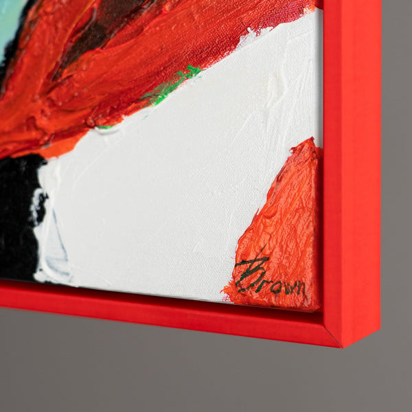 The painting "Rapid Moment" is an emotional abstraction of dynamics and power