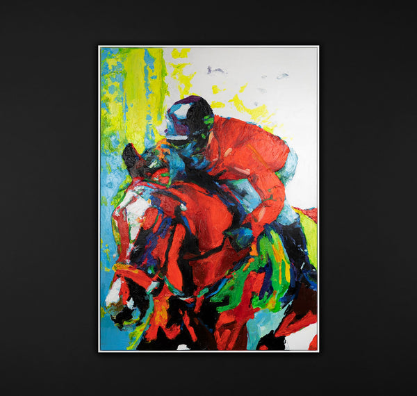 The painting "Rapid Moment" is an emotional abstraction of dynamics and power