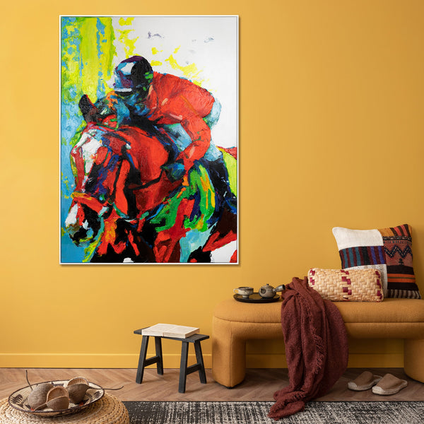 The painting "Rapid Moment" is an emotional abstraction of dynamics and power